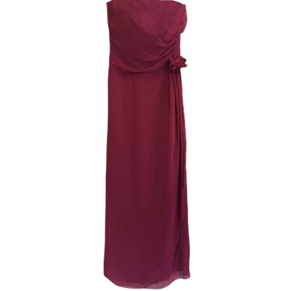 Bill Levkoff Red Purple Strapless Maxi Gown small